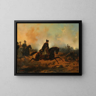 Napoléon chargeert bij Waterloo van Hippolyte Bellangé