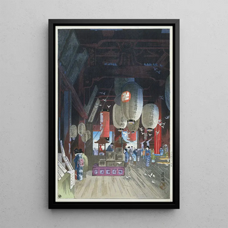 Narazaki Eisho - In de Kannon tempel in Asakusa.webp