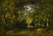 Allée en forêt bûcheronne courbée sous le poids de son fagot traces d'eau - Narcisse Virgile Diaz de la Peña — weergave van het kunstwerk