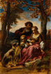 Figures et un chien dans un paysage - Narcisse Virgile Diaz de la Peña — weergave van het kunstwerk