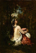 La femme et la perruche - Narcisse Virgile Diaz de la Peña — weergave van het kunstwerk