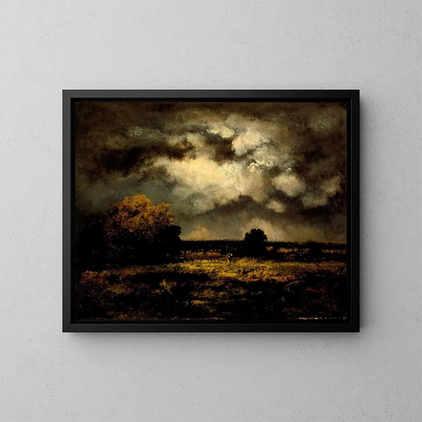 Landschapstormachtig schilderij - Narcisse Virgile Diaz de la Peña — ingelijst kunstwerk aan de muur