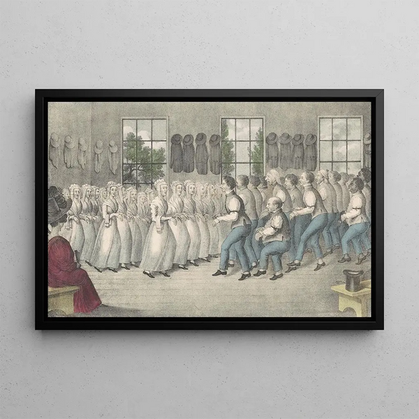 Shakers nabij Lebanon - Nathaniel Currier — ingelijst kunstwerk aan de muur