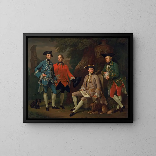 James Grant van Grant, John Mytton, de eerwaarde Thomas Robinson en Thomas Wynne - Nathaniel Dance-Holland — ingelijst kunstwerk aan de muur