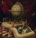 Natuurstudie vanitas met een wereldbol, een boek, schelpen, een slang en vlinders - Carstian Luyckx — weergave van het kunstwerk