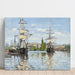 Reproductie van het schilderij Scheepjes te paard op de Seine in Rouen van Claude Monet