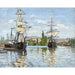 Reproductie van het schilderij Scheepjes te paard op de Seine in Rouen van Claude Monet