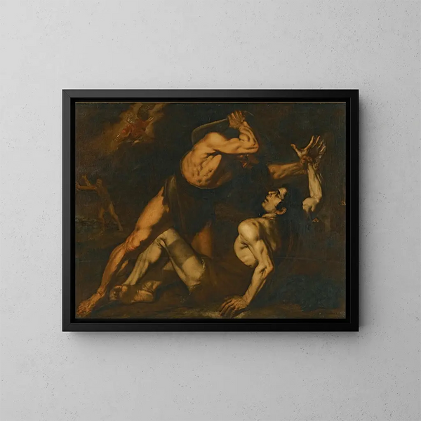Cain and Abel - Neapolitan School — framed artwork on a wall