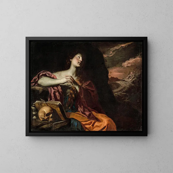 La Madeleine pénitente - Napolitan School — framed artwork on a wall