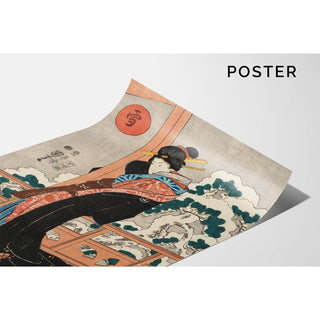 Neige; beauté sur une véranda milieu du XIXe siècle - Utagawa Kuniyoshi | Reproduction Tableau Décoration murale affiche copie