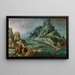Landschap met rotsen en vele figuren - Nederlandse school — ingelijst kunstwerk aan de muur