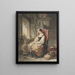 van Grete zittend bij het spinnewiel naast een open raam - Nicaise De Keyser — ingelijst kunstwerk aan de muur
