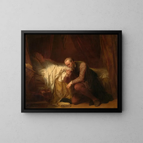 L'artiste Michelangelo at the bedside of Vittoria Colonna - Nicaise De Keyser — framed artwork on a wall