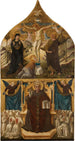 Christus aan het kruis met Maria, Jean en Maria Magdalena eronder Sint Gregorius - Niccolò di Liberatore — weergave van het kunstwerk
