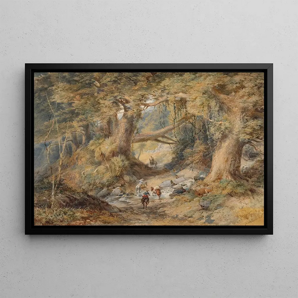 Traversée de la rivière Teremakau - Nicholas Chevalier — ingelijst kunstwerk aan de muur