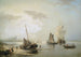 Zeilboten voor de Nederlandse kust bij zonsopgang - Nicolaas Riegen — weergave van het kunstwerk