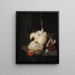Een witte haan en een duif op een stenen tafel - Nicolaes van Gelder — ingelijst kunstwerk aan de muur