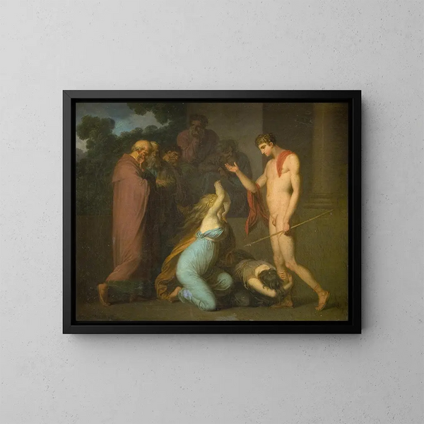Ismène and Antigone plead with Theseus - Nicolai Abildgaard — framed artwork on a wall