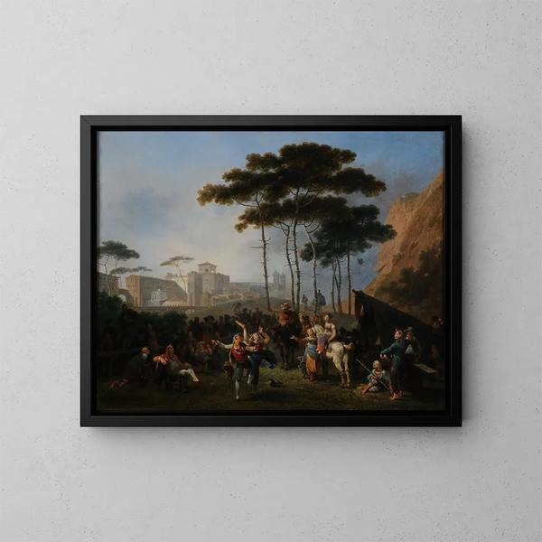 Village Dances - Nicolas-Antoine Taunay — framed artwork on a wall