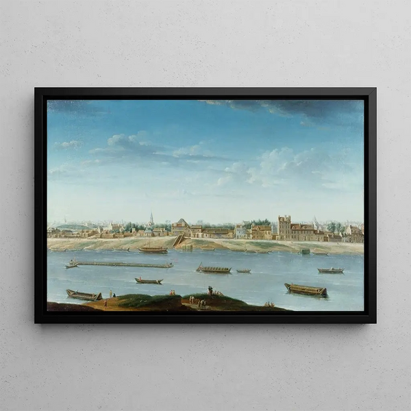 The Port Saint-Bernard seen from the Arsenal - Nicolas Jean-Baptiste Raguenet — framed artwork on a wall