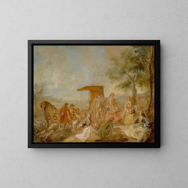 The Hunting Meal - Nicolas Lancret — framed artwork on a wall