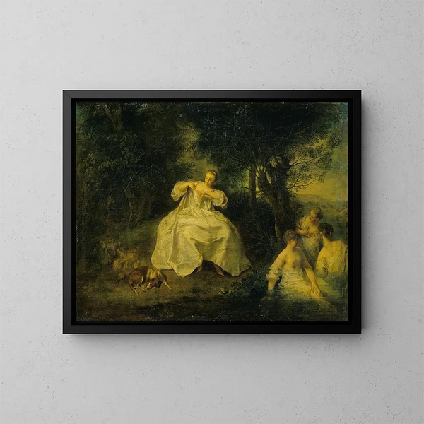 Women bathing - Nicolas Lancret — framed artwork on a wall