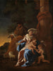 De Heilige Familie met het kind Jean - Nicolas Poussin — weergave van het kunstwerk