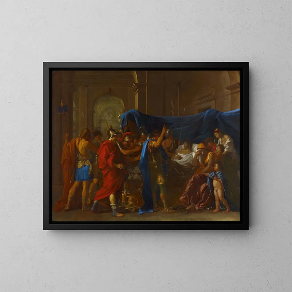 The Death of Germanicus - Nicolas Poussin — framed artwork on a wall