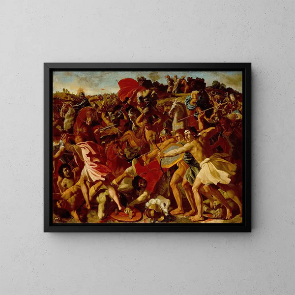 The victory of Joshua over the Amalekites - Nicolas Poussin — framed artwork on a wall