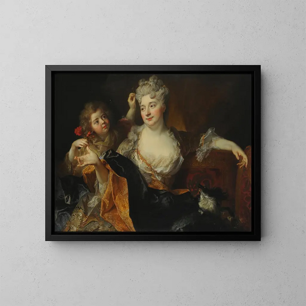 Portret van Marguerite-Élisabeth Forest de Largillière en haar zoon Nicolas - Nicolas de Largillière — ingelijst kunstwerk aan de muur