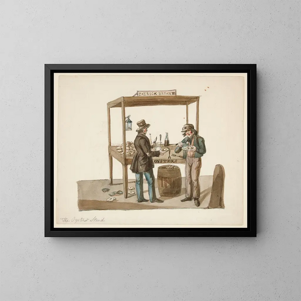 The oyster stand - Nicolino Calyo — framed artwork on a wall