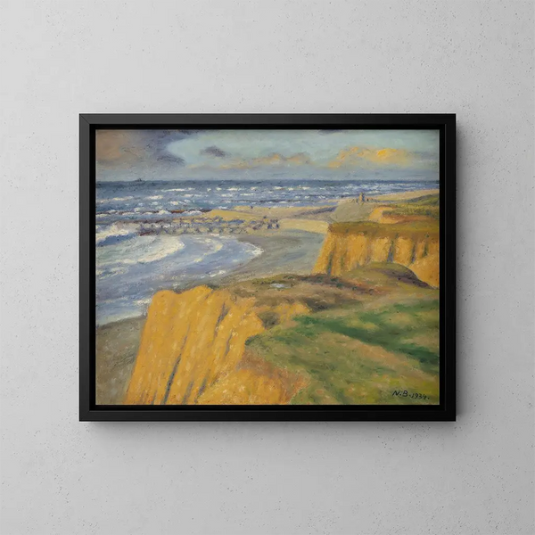 Bovbjerg at Sunset in Autumn - Niels Bjerre — framed artwork on a wall