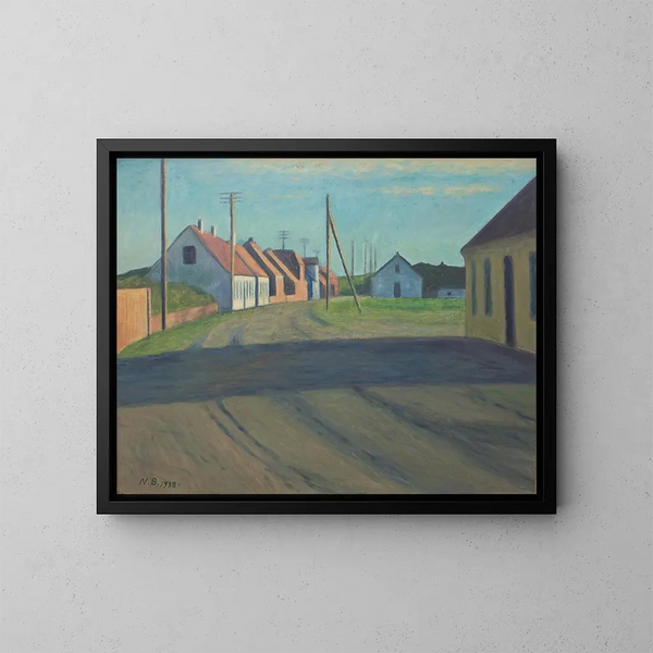 Route in a Small Town of Strande - Niels Bjerre — framed artwork on a wall