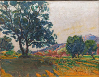 Niels Larsen Stevns - The Olive Grove With Cagnes in the Background Against the Light.webp