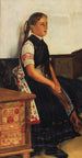 Portrait d'une jonge vrouw in traditioneel kostuum - Nikolai Vasilievich Haritonoff — weergave van het kunstwerk