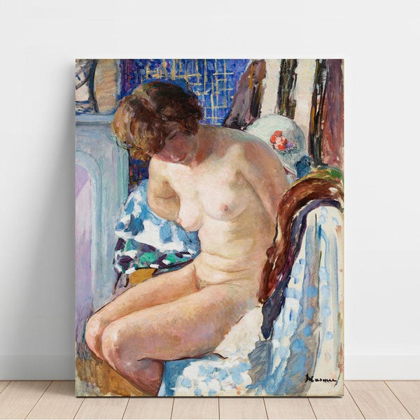 Nu assis près de la cheminée - Henri Lebasque | Reproduction Tableau Décoration murale affiche copie