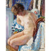Reproductie van het schilderij van het zitende schilderij bij de open haard - Henri Lebasque