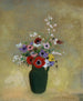 Groot vaas groen met gemengde bloemen schilderij - Odilon Redon — weergave van het kunstwerk
