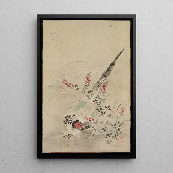 Faisan et herbes - Ogata Kōrin — ingelijst kunstwerk aan de muur