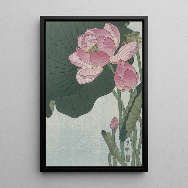 Fleurs de lotus en fleurs - Ohara Koson — ingelijst kunstwerk aan de muur