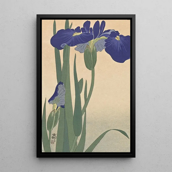 Iris bleus - Ohara Koson — ingelijst kunstwerk aan de muur