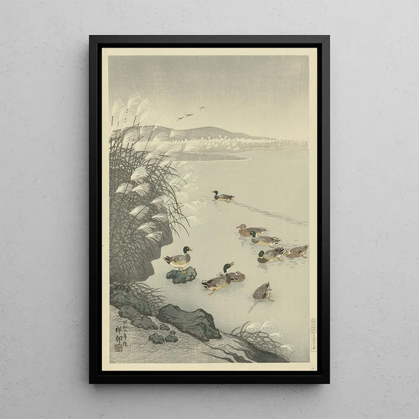 Eenden in het water - Ohara Koson — ingelijst kunstwerk aan de muur
