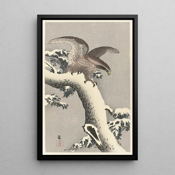 Ohara Koson - Eagle on snowy pine tree.webp