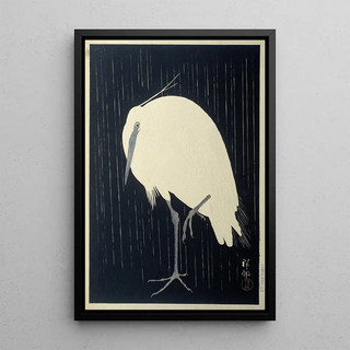 Ohara Koson - Egret in the rain.webp