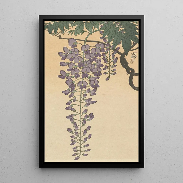 Glycine en bloem - Ohara Koson — ingelijst kunstwerk aan de muur