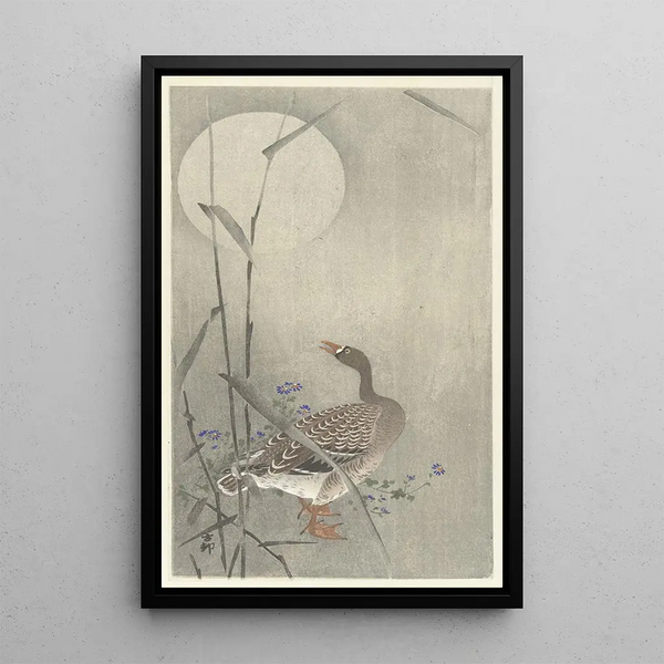 Oie à la pleine lune - Ohara Koson — ingelijst kunstwerk aan de muur