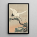 Japanese Crane Painting on Pine Branch - Ohara Koson — framed artwork on a wall