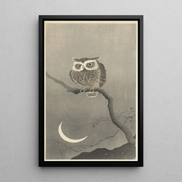 Houtduif op een kale boomtak - Ohara Koson — ingelijst kunstwerk aan de muur