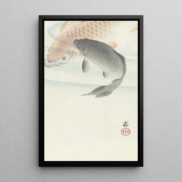 Twee karpers - Ohara Koson — ingelijst kunstwerk aan de muur