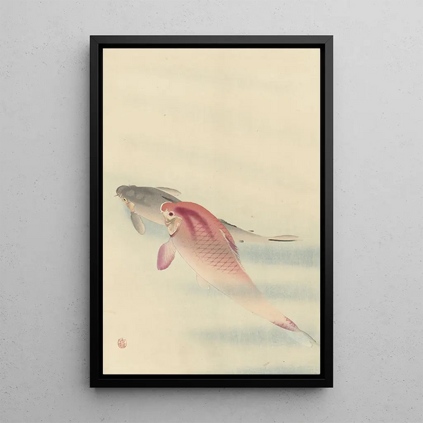 Twee karpers - Ohara Koson — ingelijst kunstwerk aan de muur